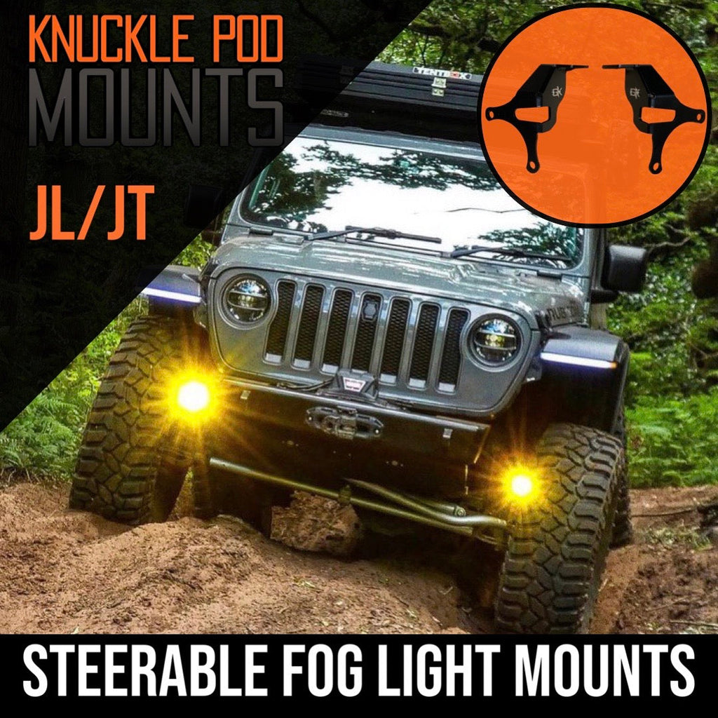 Jeep JL / JT Steerable Knuckle Pod Light Mounts (2018+ Gladiator/Wrangler) By Gatekeeper Off-Road