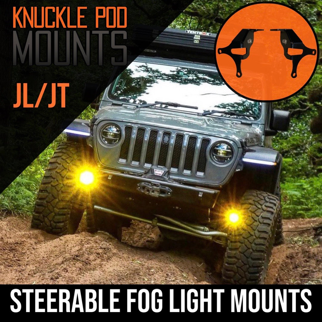 Jeep JL / JT Steerable Knuckle Pod Light Mounts (2018+ Gladiator/Wrangler) By Gatekeeper Off-Road