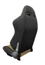 SPDZ1 Pole Position 7 Racing Seats Black Cloth/Yellow Kevlar Mesh Center Reclinable - Yellow Stitch