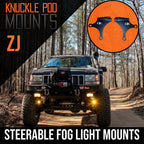 Jeep TJ XJ YJ ZJ Steerable Knuckle Pod Light Mounts (1984-2006 Wrangler/Cherokee) By Gatekeeper Off-Road