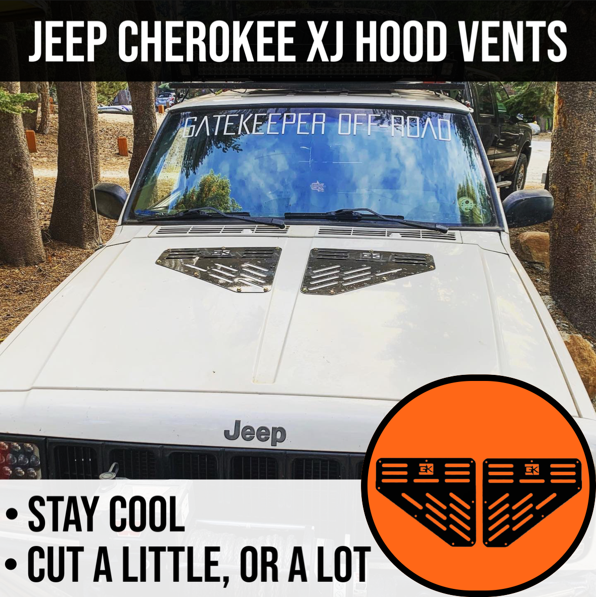 1984-2004 Jeep Cherokee Grand Cherokee XJ ZJ WJ Universal Hood Vents By Gatekeeper Off-Road