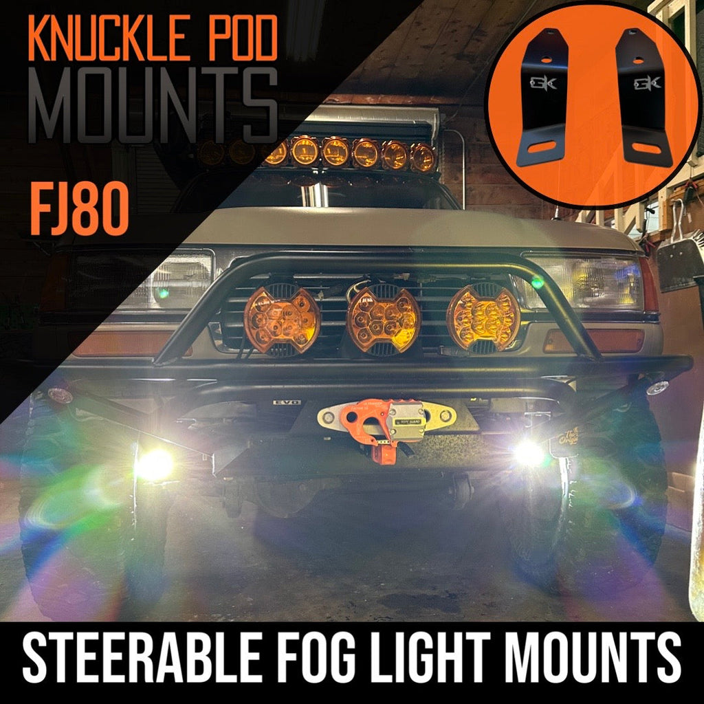Toyota FJ80 Landcruiser Steerable Knuckle Pod Light Mounts (1990-1997) By Gatekeeper Off-Road