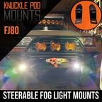 Toyota FJ80 Landcruiser Steerable Knuckle Pod Light Mounts (1990-1997) By Gatekeeper Off-Road