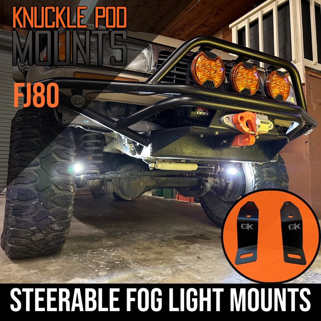 Toyota FJ80 Landcruiser Steerable Knuckle Pod Light Mounts (1990-1997) By Gatekeeper Off-Road