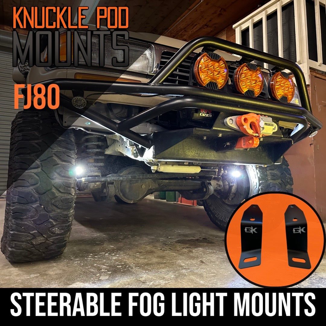 Toyota FJ80 Landcruiser Steerable Knuckle Pod Light Mounts (1990-1997) By Gatekeeper Off-Road