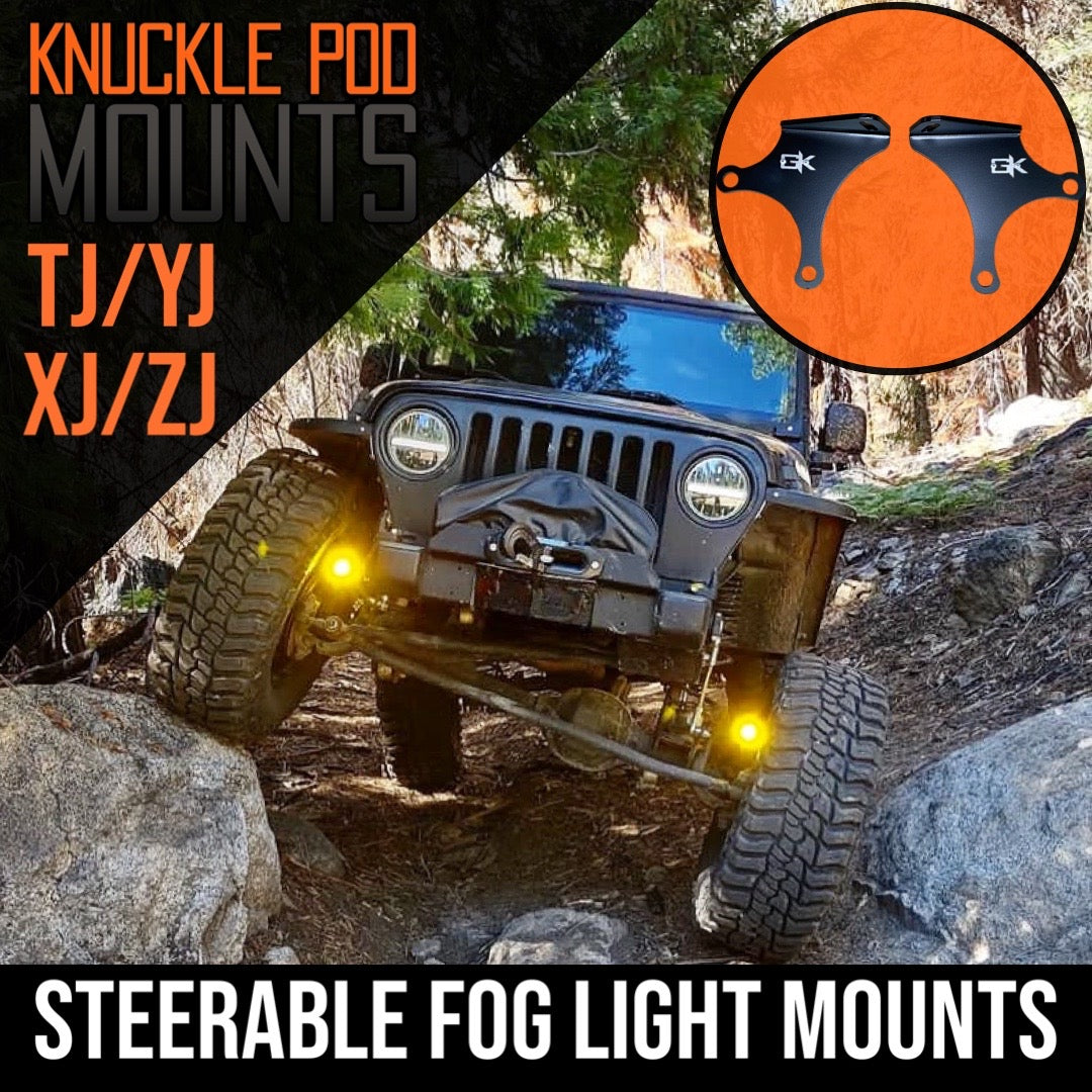 Jeep TJ XJ YJ ZJ Steerable Knuckle Pod Light Mounts (1984-2006 Wrangler/Cherokee) By Gatekeeper Off-Road
