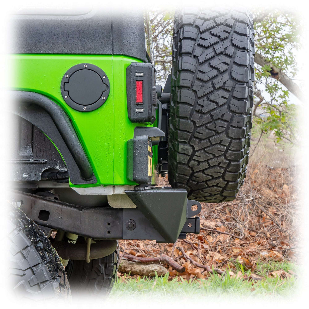 Turn Offroad Angled Rear Bumper with LED Pod Lights and Hitch Receiver for Jeep Wrangler JK