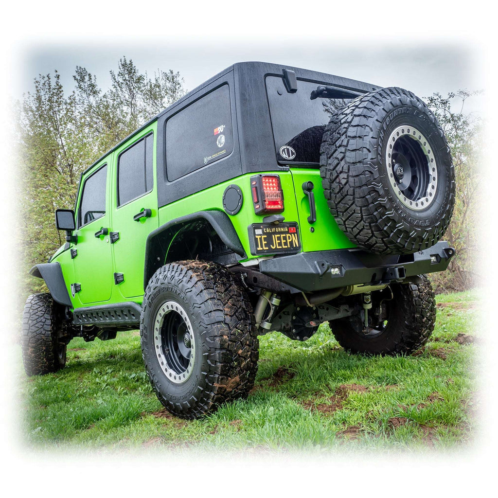 Turn Offroad Rear Bumper with LED Pod Lights and Hitch Receiver for Jeep Wrangler JK