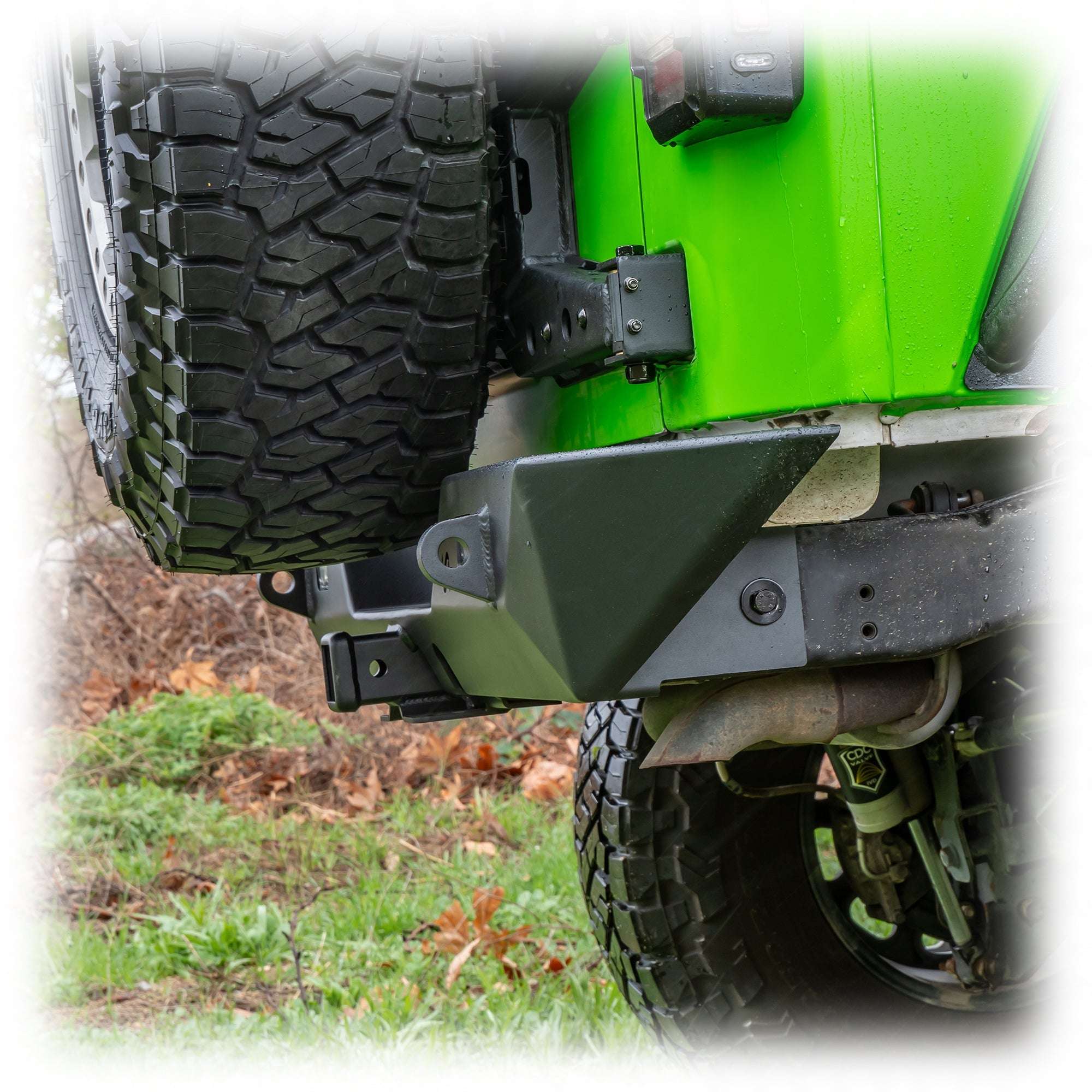Turn Offroad Angled Rear Bumper with LED Pod Lights and Hitch Receiver for Jeep Wrangler JK