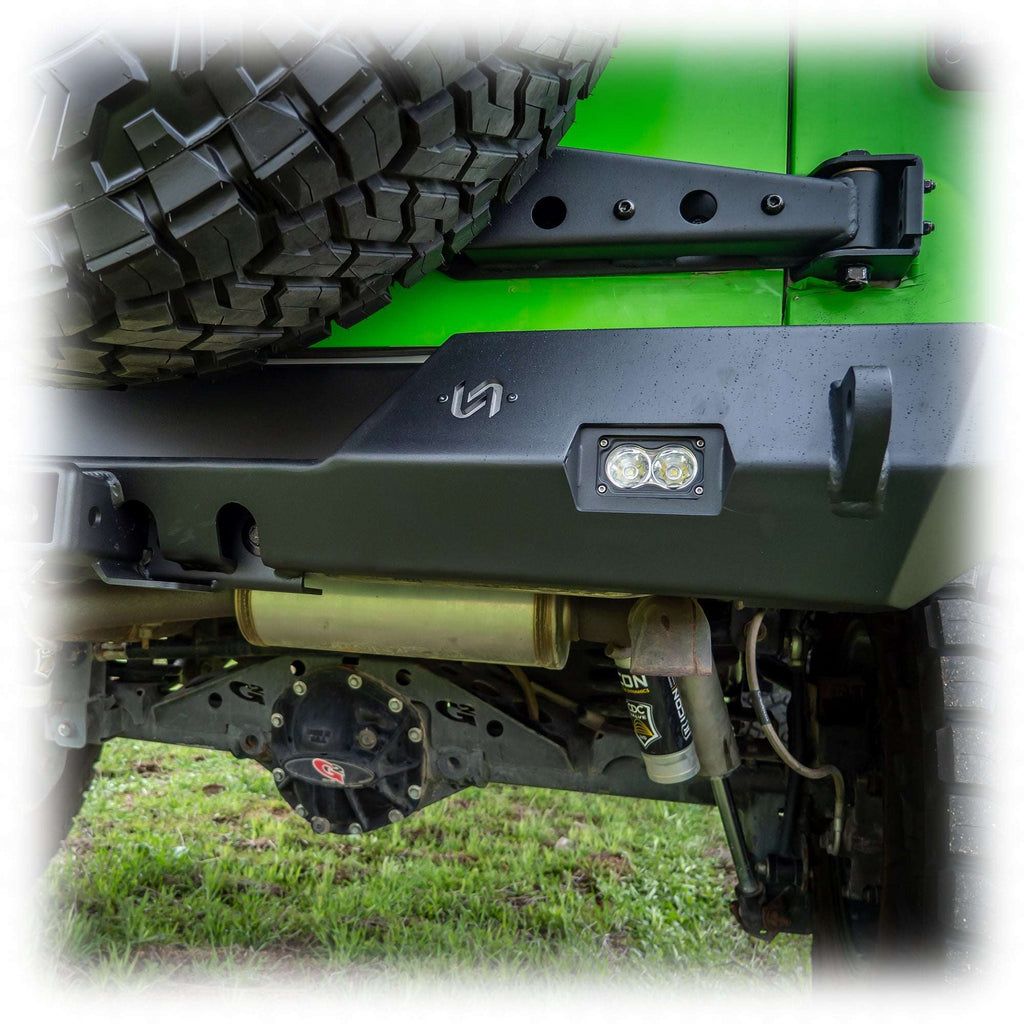 Turn Offroad Rear Bumper with LED Pod Lights and Hitch Receiver for Jeep Wrangler JK