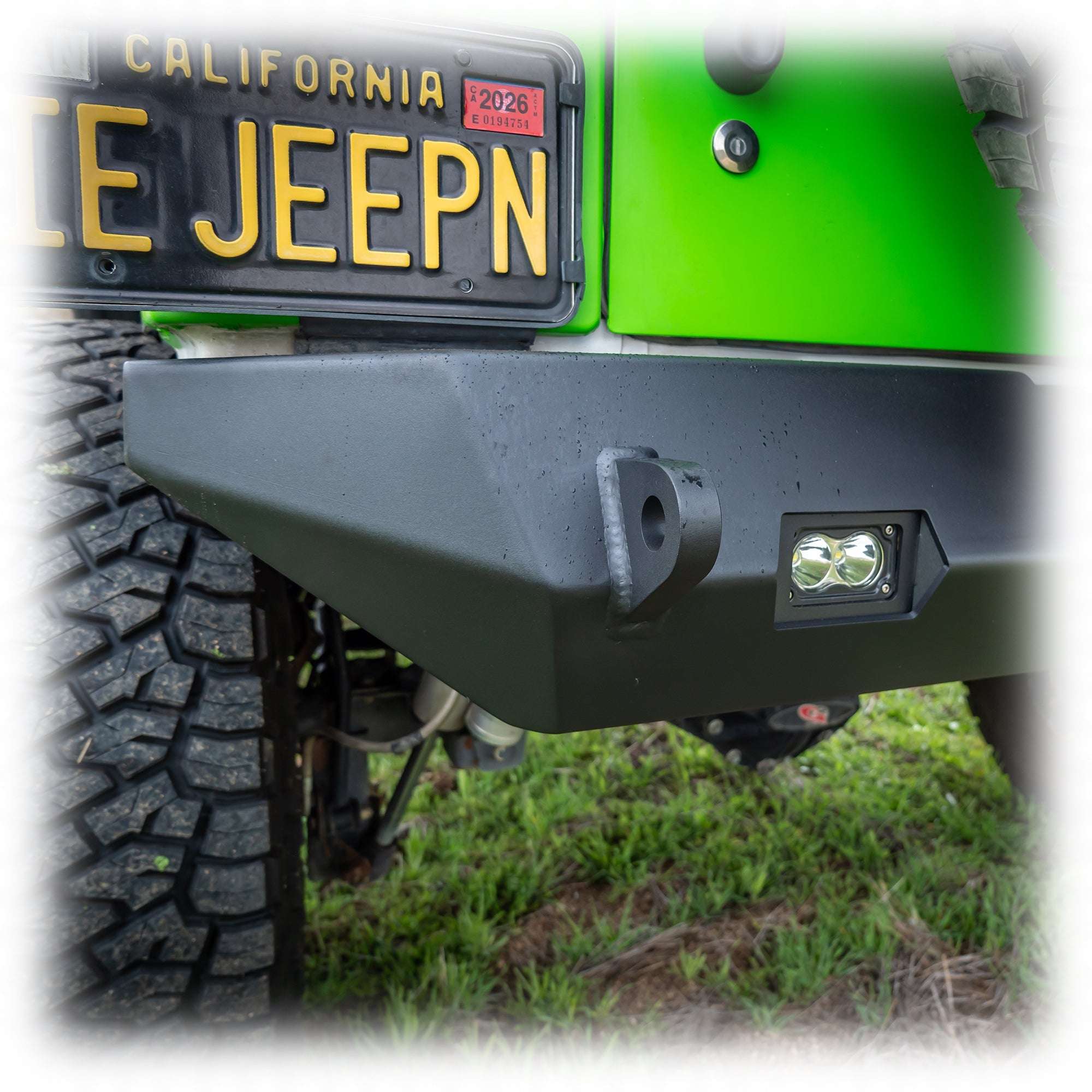 Turn Offroad Rear Bumper with LED Pod Lights and Hitch Receiver for Jeep Wrangler JK