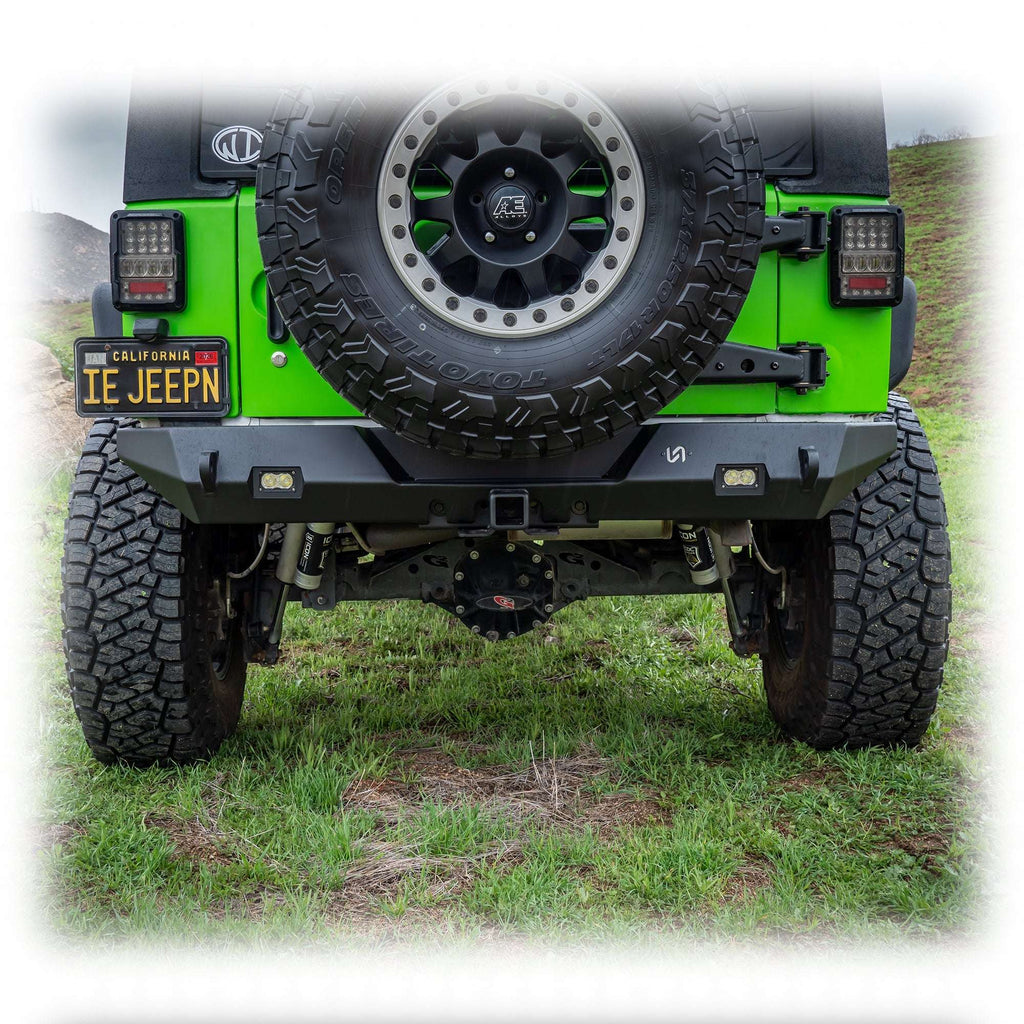 Turn Offroad Rear Bumper with LED Pod Lights and Hitch Receiver for Jeep Wrangler JK
