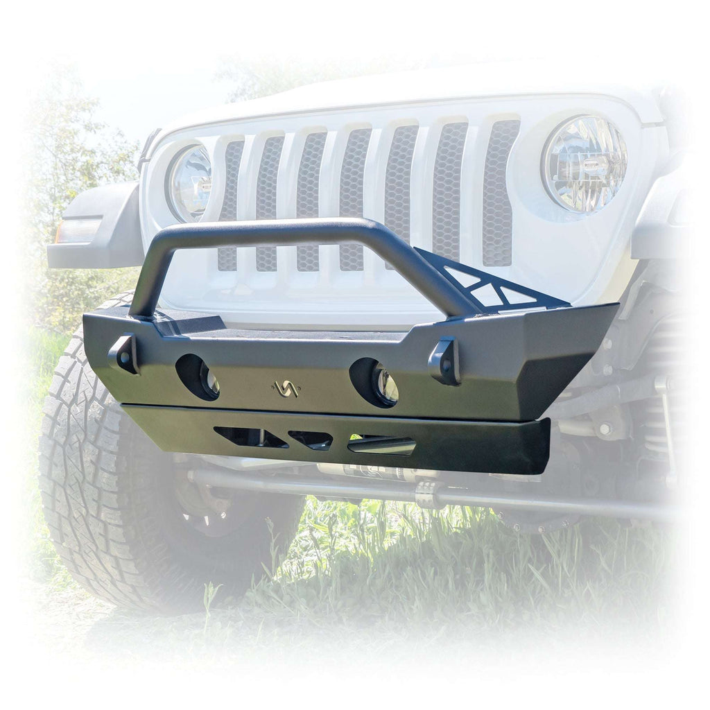 Turn Offroad Front Bumper with Bolt-On Bull Bar and Skid Plate for Jeep Wrangler JK, JL, and Gladiator JT