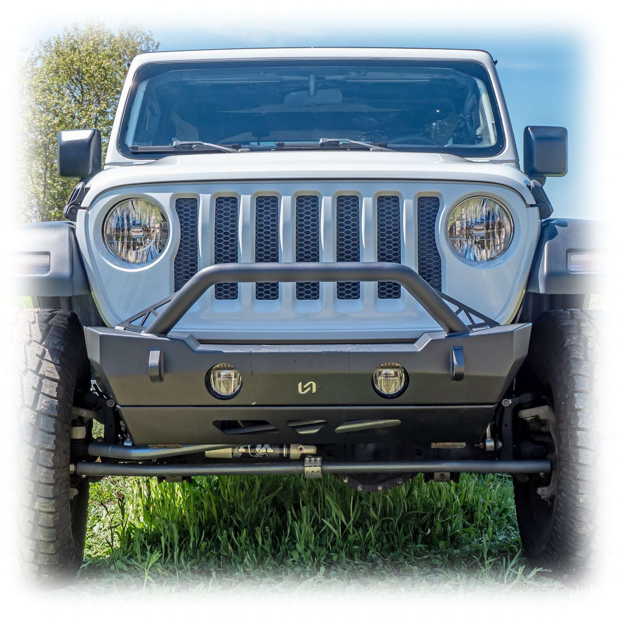 Turn Offroad Front Bumper with Bolt-On Bull Bar and Skid Plate for Jeep Wrangler JK, JL, and Gladiator JT