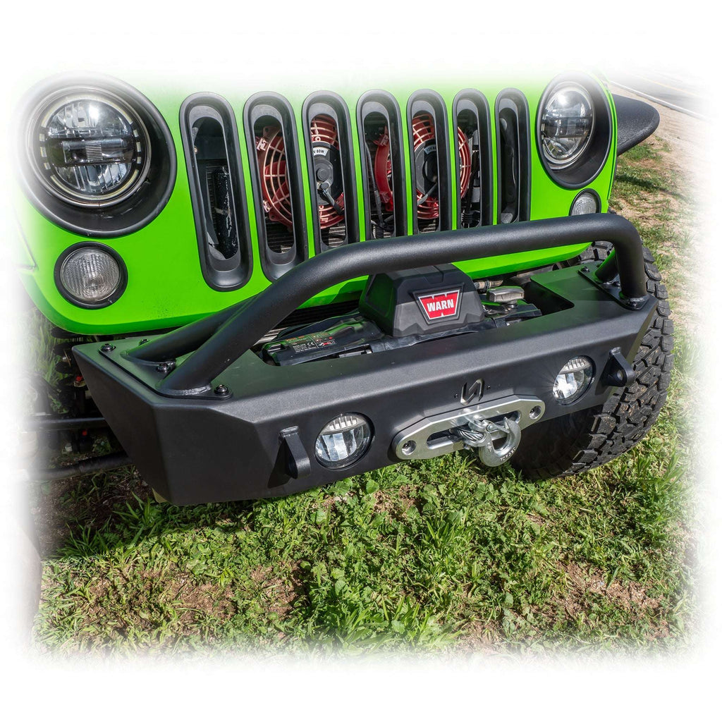 Turn Offroad Front Bumper with Skid Plate and Recessed Winch Mount for Jeep Wrangler JK, JL, and Gladiator JT