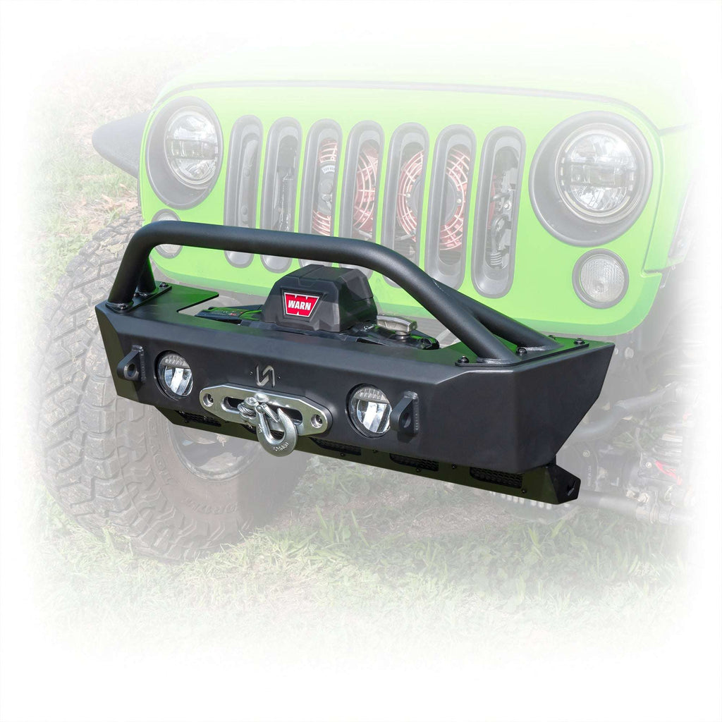 Turn Offroad Front Bumper with Skid Plate and Recessed Winch Mount for Jeep Wrangler JK, JL, and Gladiator JT
