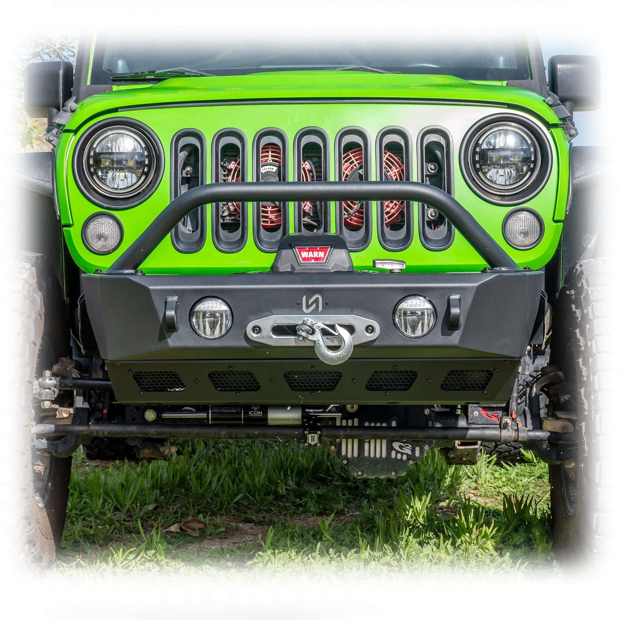 Turn Offroad Front Bumper with Skid Plate and Recessed Winch Mount for Jeep Wrangler JK, JL, and Gladiator JT