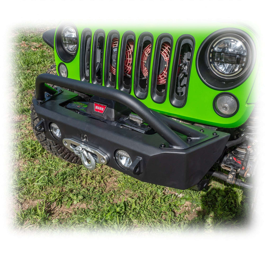 Turn Offroad Front Bumper with Skid Plate and Recessed Winch Mount for Jeep Wrangler JK, JL, and Gladiator JT