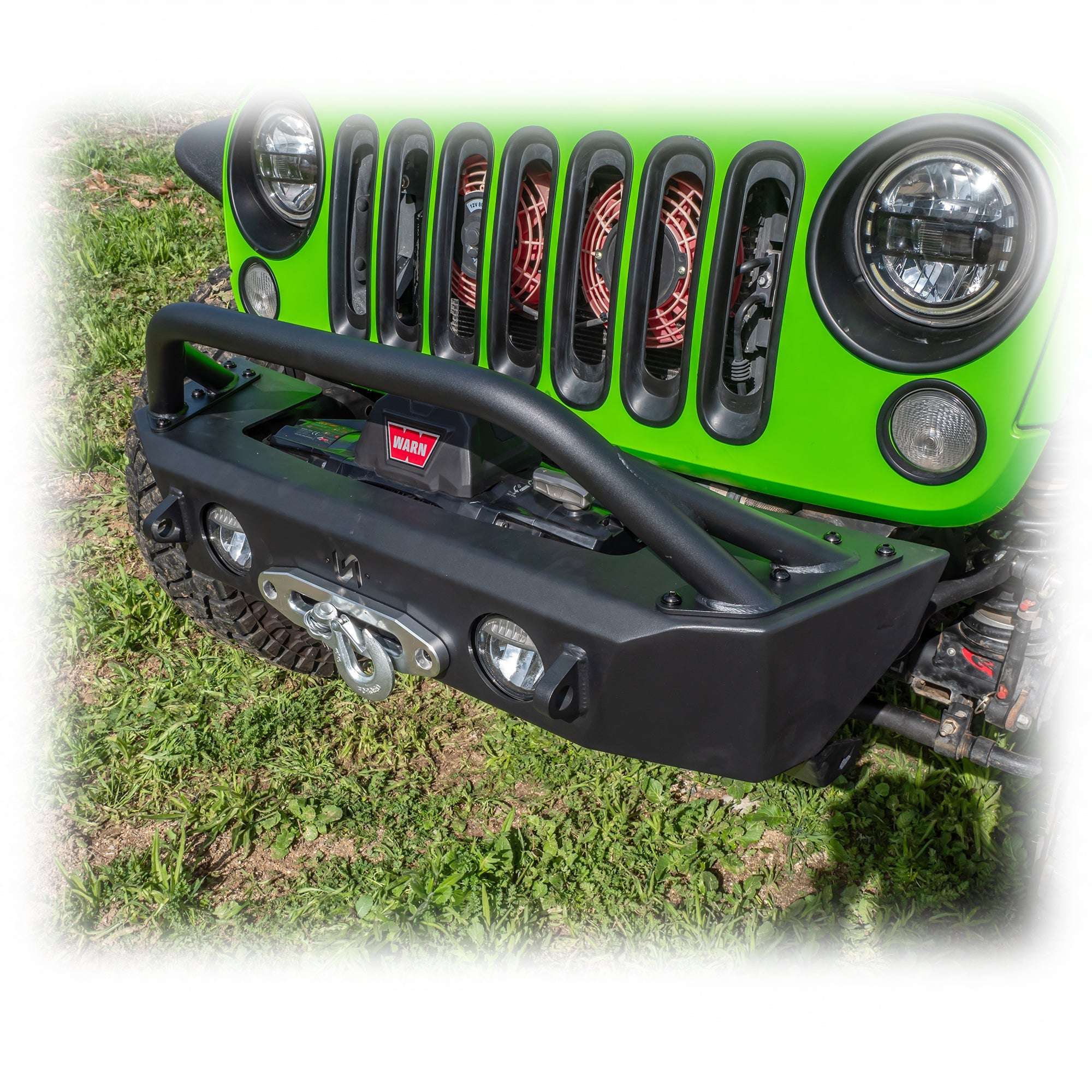 Turn Offroad Front Bumper with Skid Plate and Recessed Winch Mount for Jeep Wrangler JK, JL, and Gladiator JT