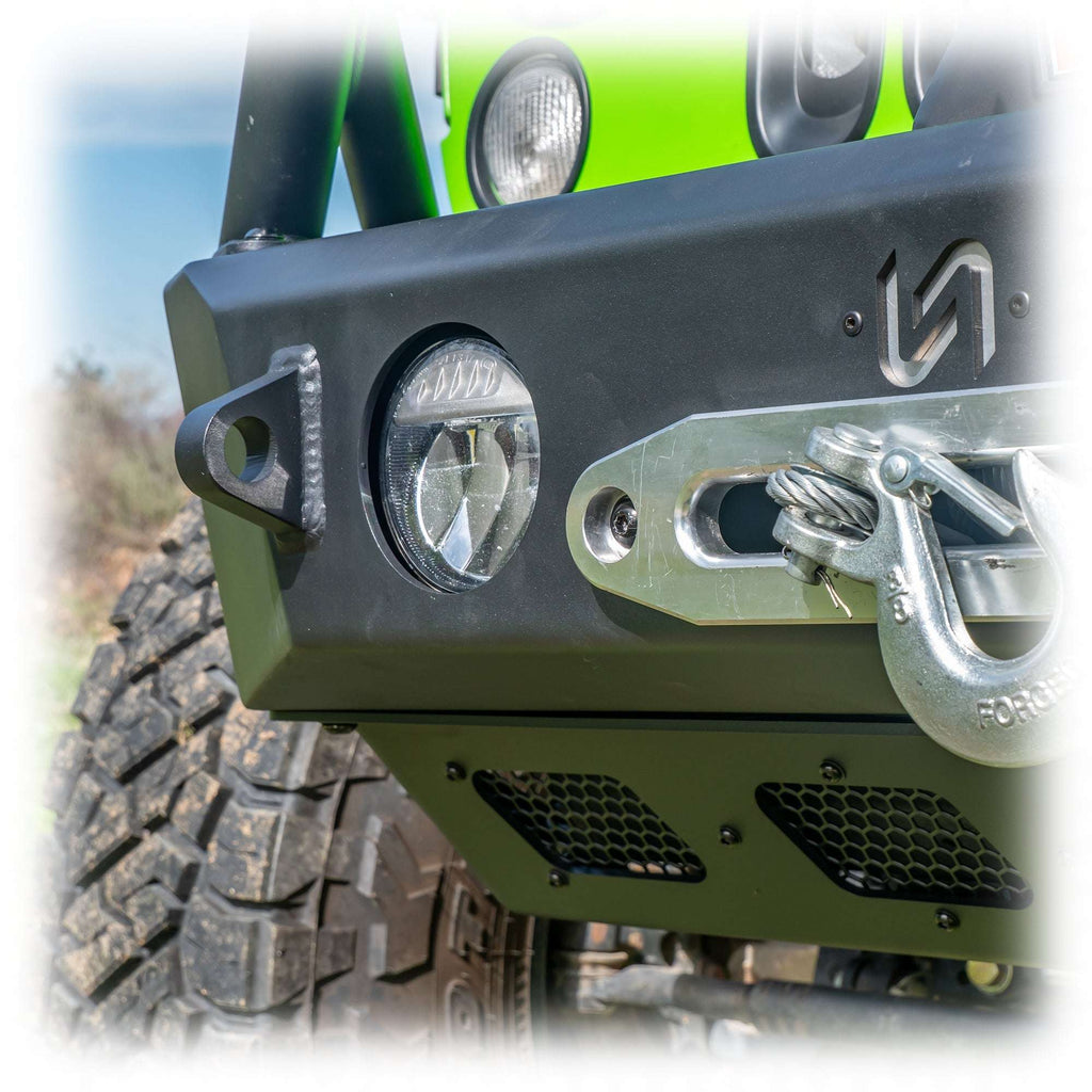 Turn Offroad Front Bumper with Skid Plate and Recessed Winch Mount for Jeep Wrangler JK, JL, and Gladiator JT