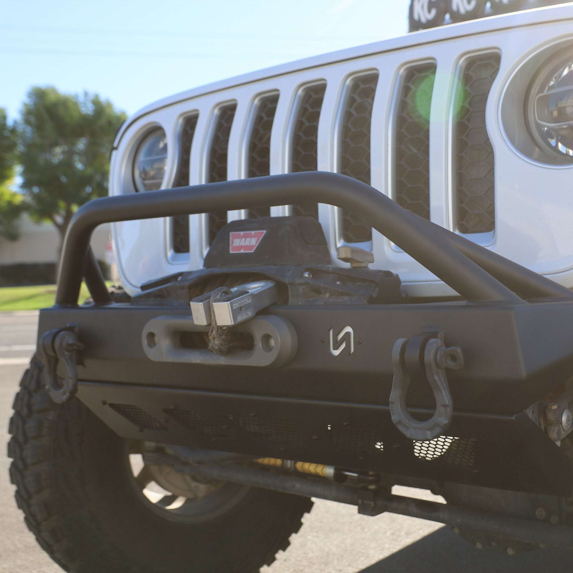 Turn Offroad Front Bumper with Welded Bull Bar and Skid Plate for Jeep Wrangler JK, JL, and Gladiator JT