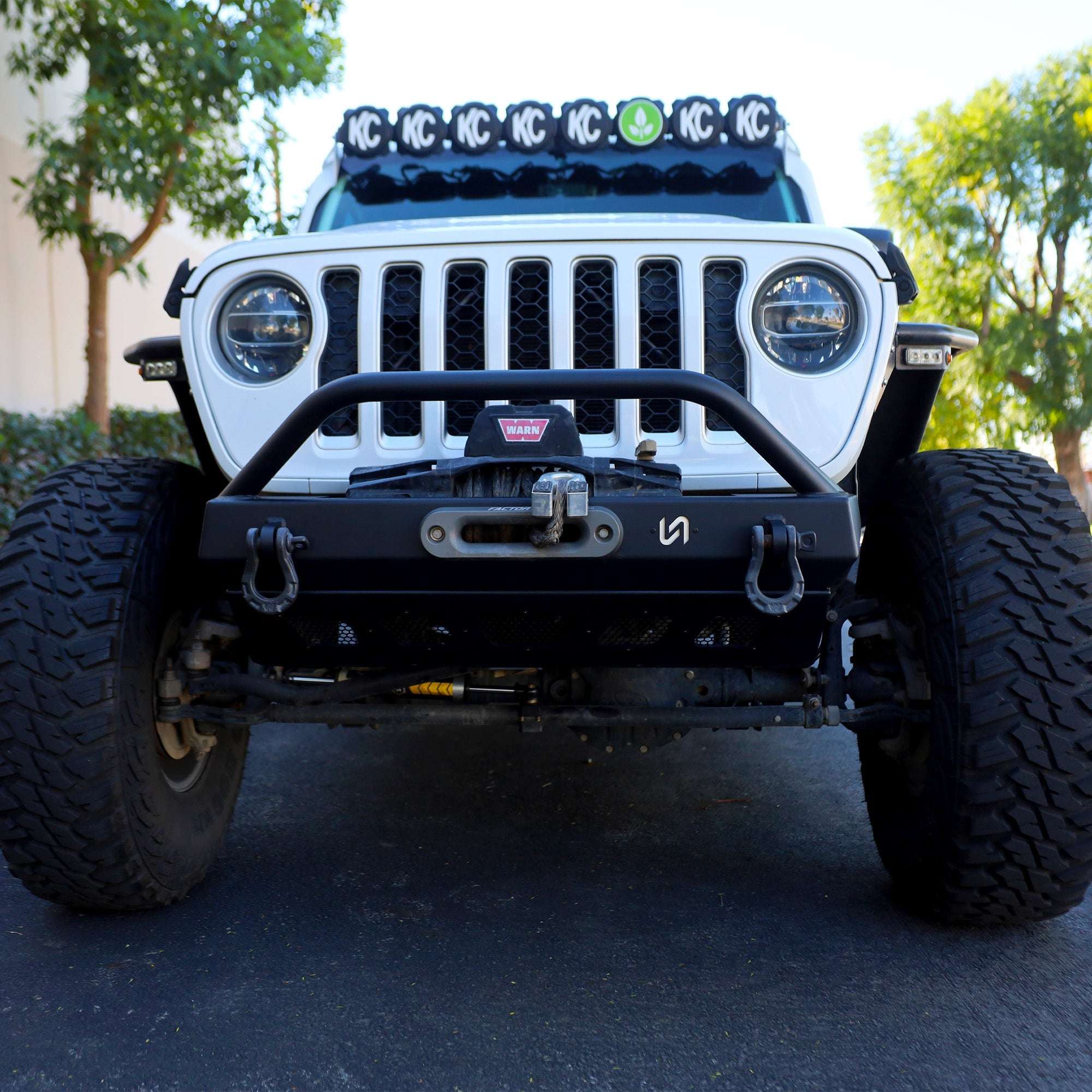 Turn Offroad Front Bumper with Welded Bull Bar and Skid Plate for Jeep Wrangler JK, JL, and Gladiator JT