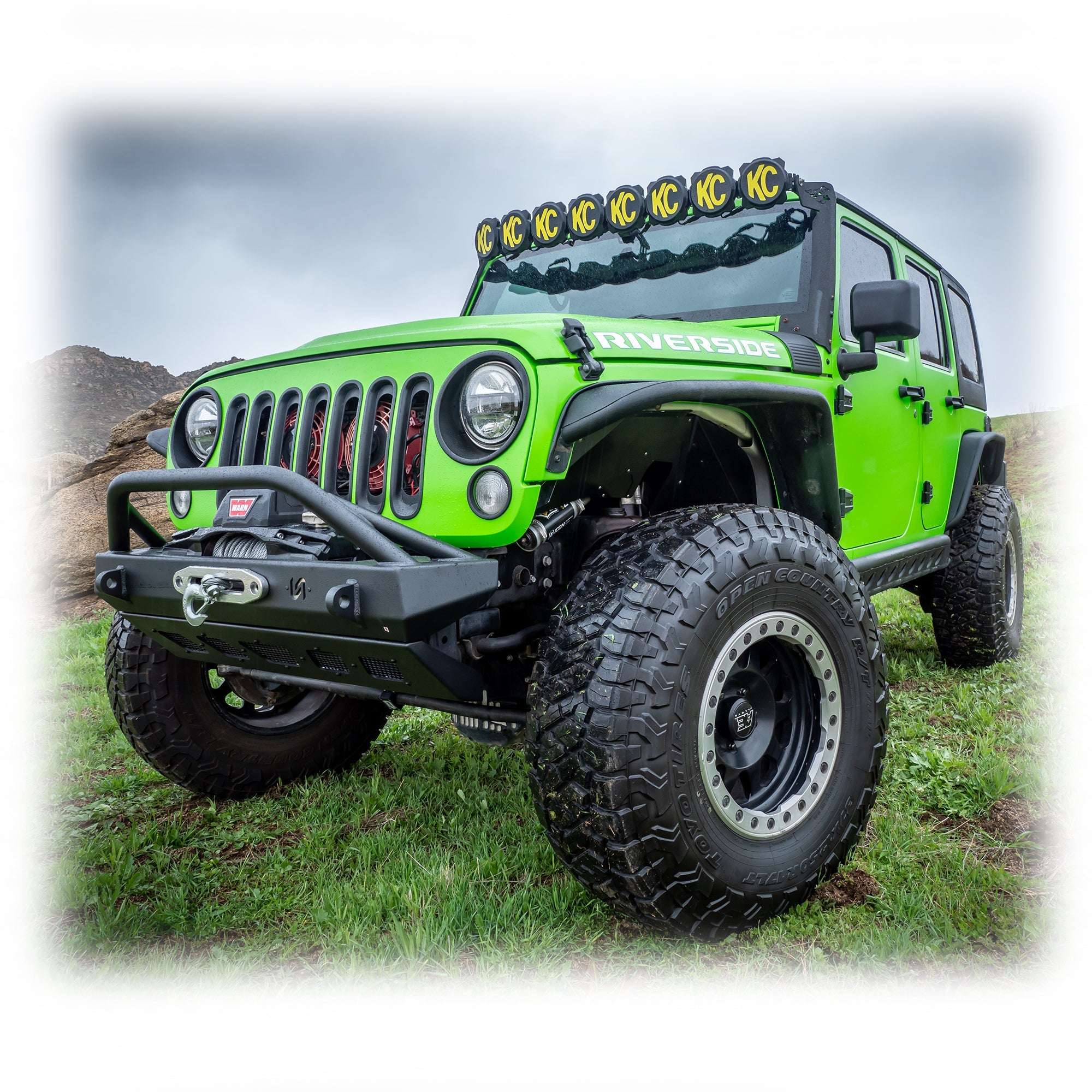 Turn Offroad Front Bumper with Welded Bull Bar and Skid Plate for Jeep Wrangler JK, JL, and Gladiator JT
