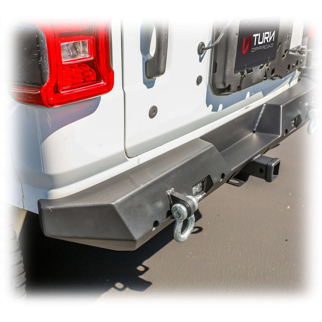 Turn Offroad Rear Bumper with LED Pod Lights and Hitch Receiver for Jeep Wrangler JL