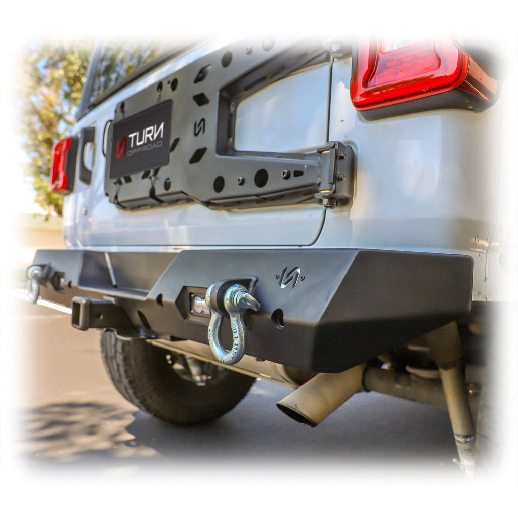 Turn Offroad Rear Bumper with LED Pod Lights and Hitch Receiver for Jeep Wrangler JL
