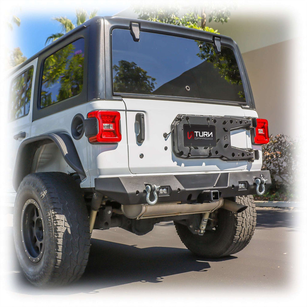 Turn Offroad Rear Bumper with LED Pod Lights and Hitch Receiver for Jeep Wrangler JL