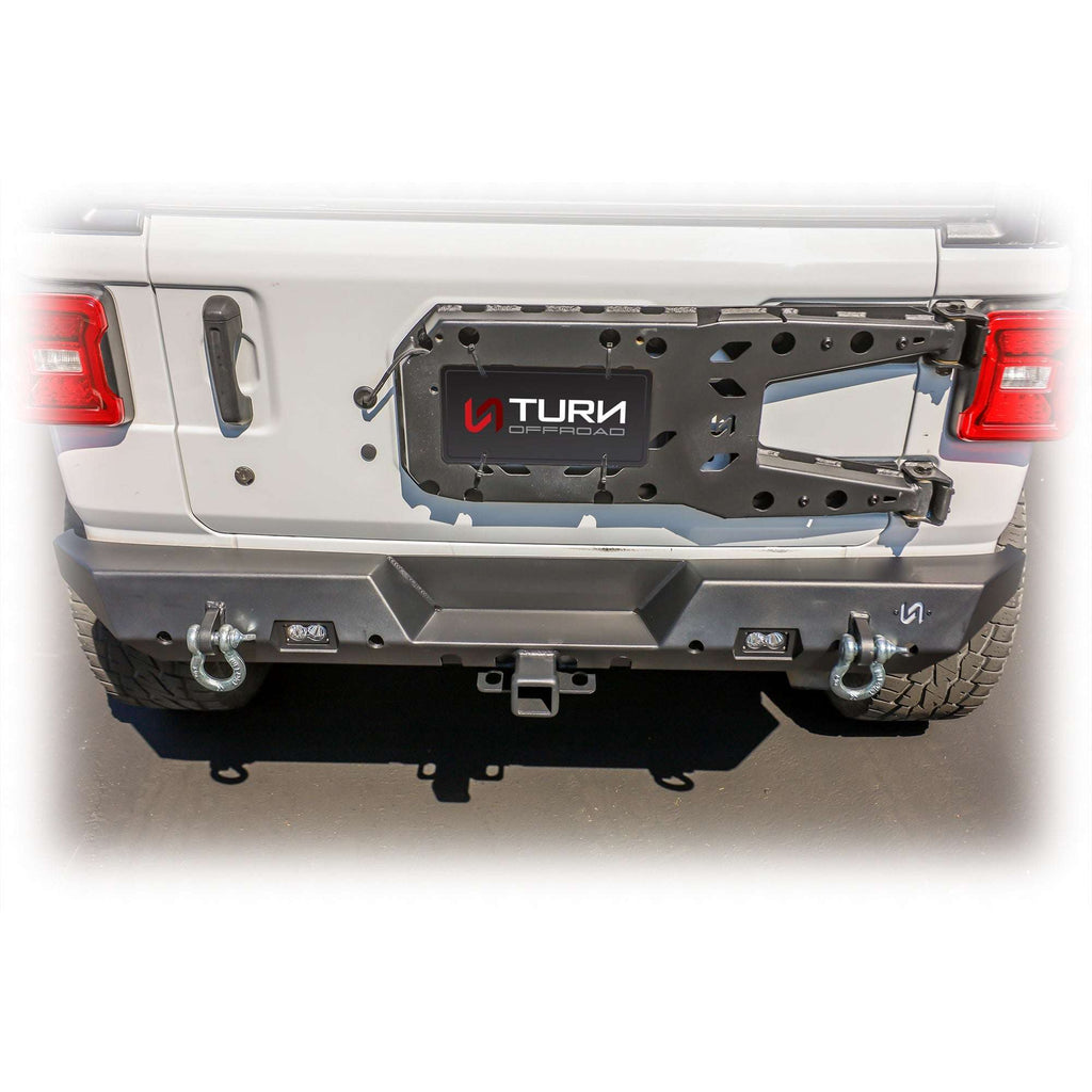 Turn Offroad Rear Bumper with LED Pod Lights and Hitch Receiver for Jeep Wrangler JL