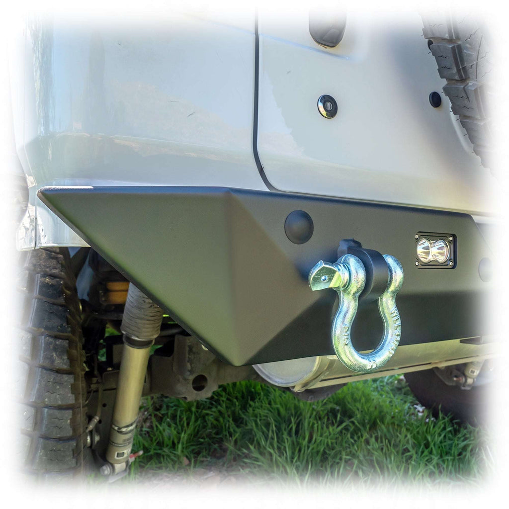 Turn Offroad Minimalist Rear Bumper with LED Pod Lights and Hitch Receiver for Jeep Wrangler JL