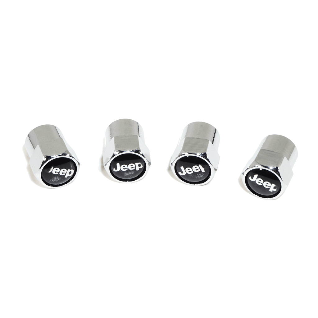 Chrome Valve Stem Tire Caps, Style: Jeep (Wrangler Compass Patriot Wagoneer)