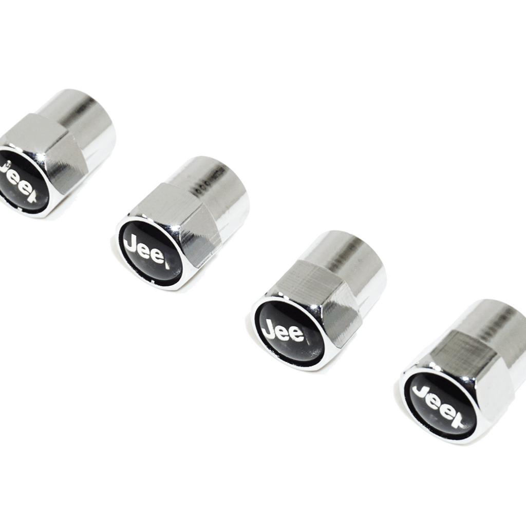 Chrome Valve Stem Tire Caps, Style: Jeep (Wrangler Compass Patriot Wagoneer)