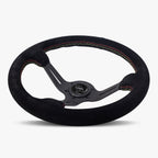 The Le Mans | Black Alcantara Suede | Black Spoke | Euro Stitch