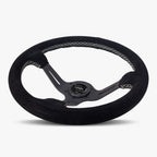 The Le Mans | Black Alcantara Suede | Black Spoke | White Stitch