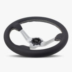 The Le Mans | Black Perforated Leather | Silver Spoke | White Stitch