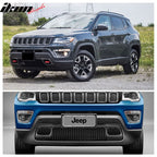 Fits 17-18 Jeep Compass Front Clear Glass Lens Black Cover Shell Pair