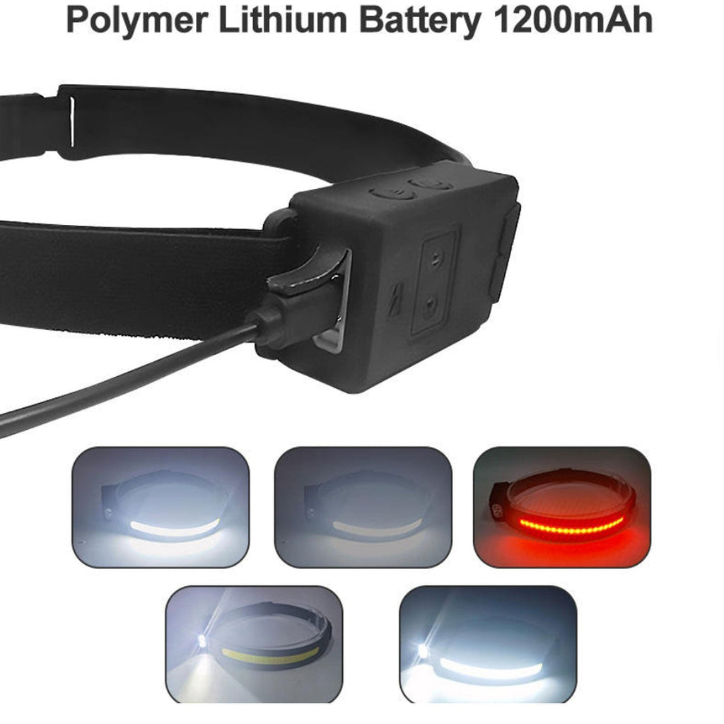 High Power COB LED Motion Sensor Headlamp Rechargeable Waterproof Outdoor Headlight