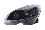 Mercedes Benz C-Class (204) Black LED Headlights with Daytime Running Lights (2007-2010)