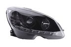 Mercedes Benz C-Class (204) Black LED Headlights with Daytime Running Lights (2007-2010)