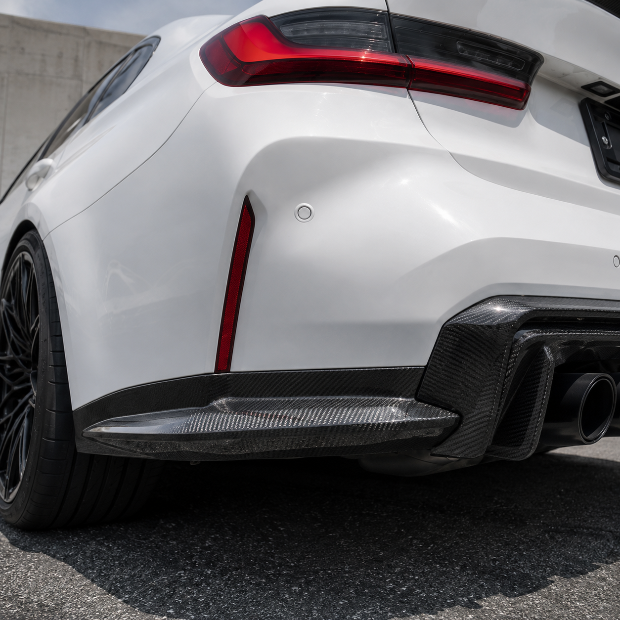 Carbon Fiber 3D Style Rear Diffuser Corner Extensions for BMW G80 M3 G82 M4 by Stratec Systems