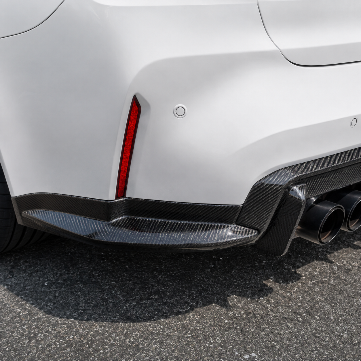 Carbon Fiber 3D Style Rear Diffuser Corner Extensions for BMW G80 M3 G82 M4 by Stratec Systems