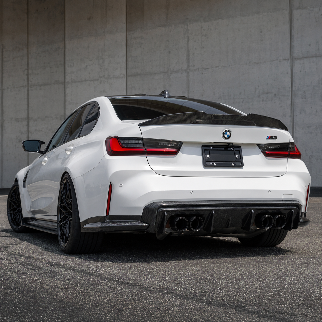 Carbon Fiber 3D Style Rear Diffuser Corner Extensions for BMW G80 M3 G82 M4 by Stratec Systems