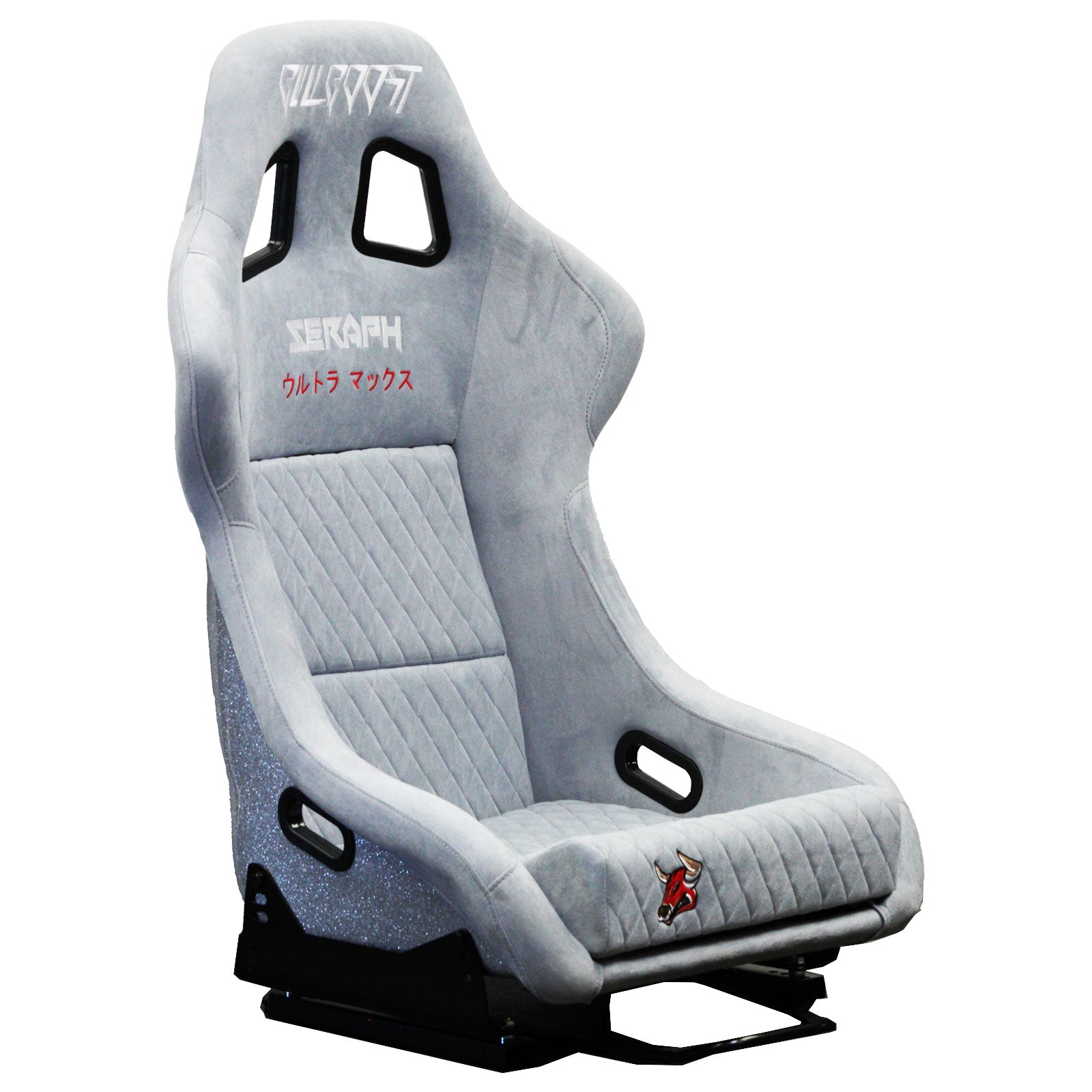 Nardo Gray Bull Boost Adjustable Racing Lowered Ultra Max Bucket Seat with Slider Rails - Bull Boost Performance