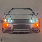 GT-R R34 Front View Metal Neon Car Wall Art - MTN0092