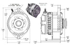 170 am racing alternator - 63-85 GM  - Chrome (includes 2 pulleys)