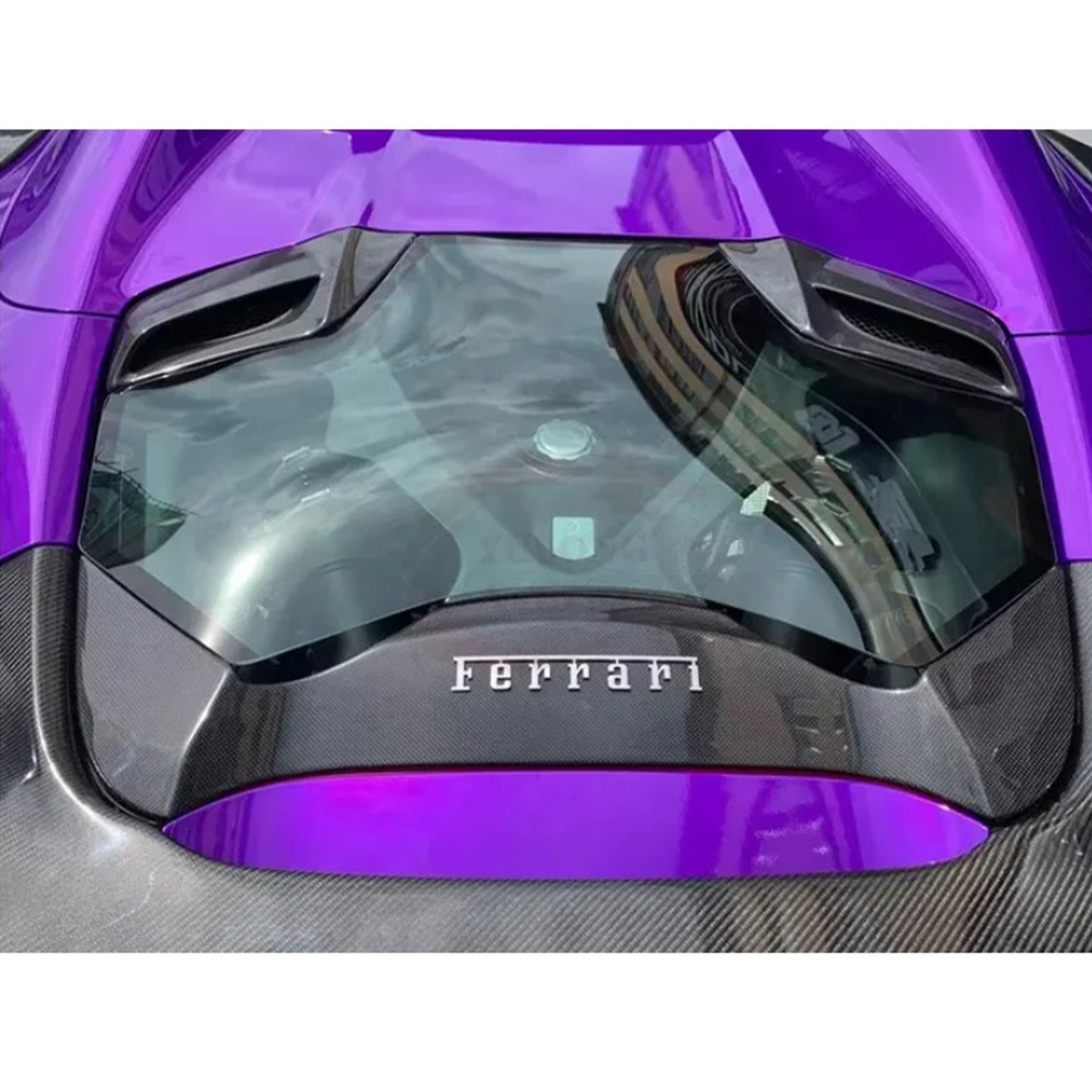 Carbon Fiber Rear Engine Bonnet Cover Window for Ferrari 488 Spyder by Stratec Systems