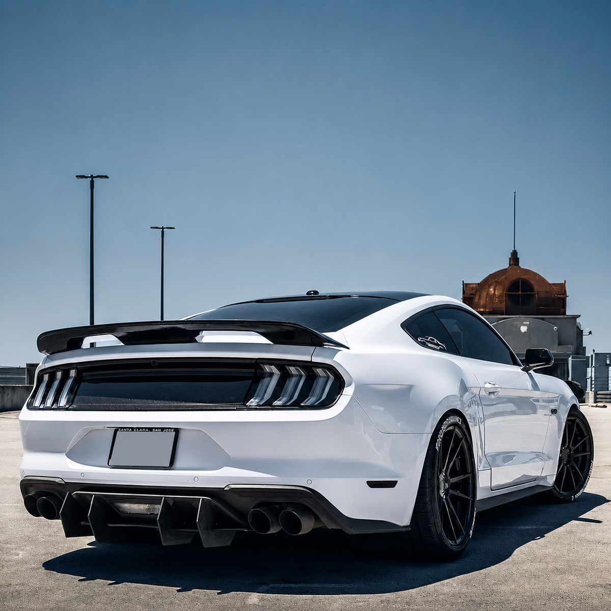 MD Style Dry Carbon Fiber Rear Bumper Diffuser for Ford Mustang by Stratec Systems