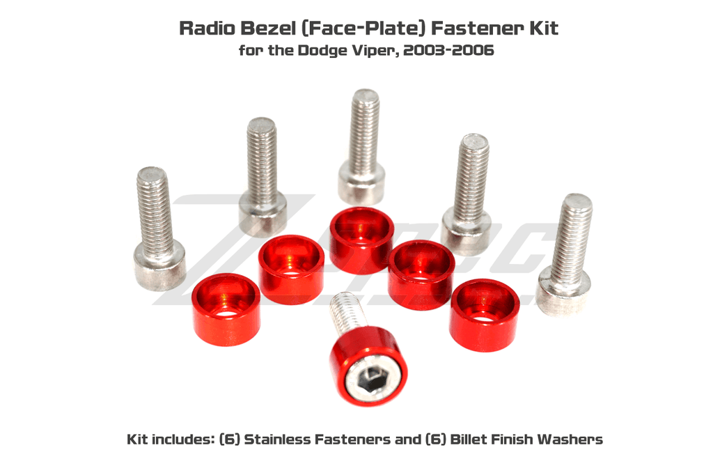 ZSPEC Radio Console Dress Up Bolts® Fasteners for '03-06 Dodge Viper, Stainless & Billet